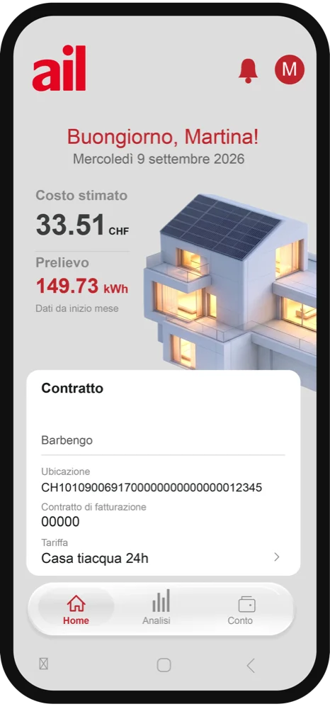 Schermata principale dell’app MyAIL